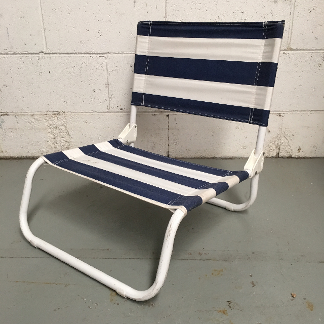 CHAIR, Beach - Low Blue & White Stripe